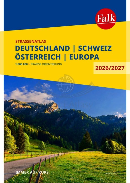 Niemcy, Szwajcaria, Austria 1: 300 000. Europa 1:4 500 000. Atlas samochodowo-turystyczny wydawnictwa Falk. Okładka