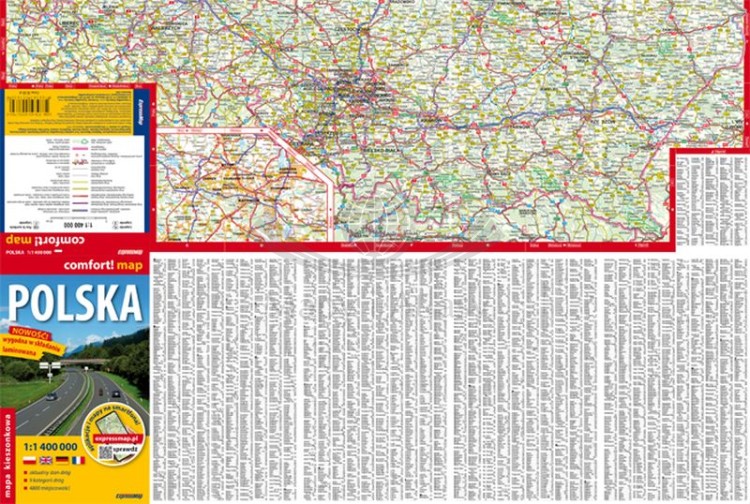 Polska 1:1 400 000. Laminowana mapa kieszonkowa wydawnictwa Expressmap. Strona druga