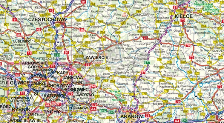 Polska 1:1 400 000. Laminowana mapa kieszonkowa wydawnictwa Expressmap. Fragment