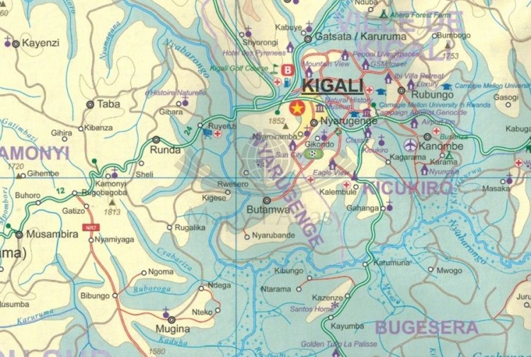Rwanda i Burundi 1:300 000. Mapa samochodowo-turystyczna wydawnictwa ITMB. Fragment
