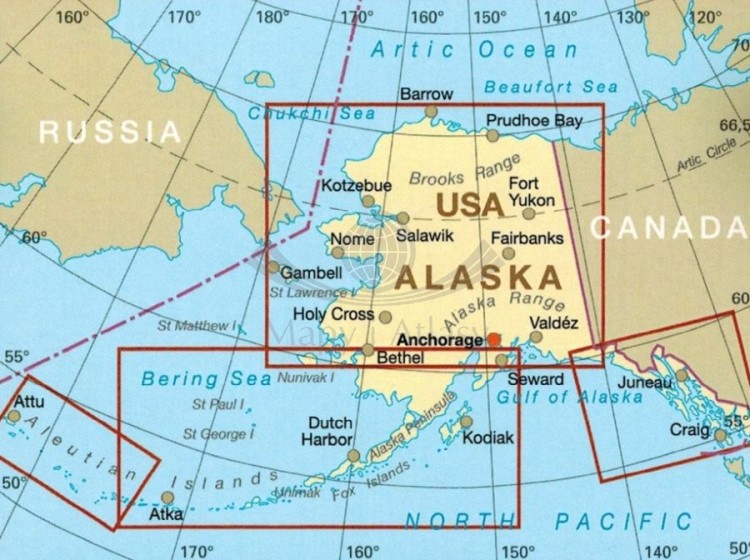 USA / Stany Zjednoczone: Alaska 1:2 000 000. Wodoodporna mapa samochodowo-turystyczna /11/ wydawnictwa Reise Know-How. Zasięg