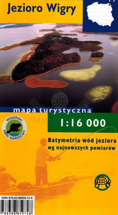 Jezioro Wigry 1:16 000. Laminowana mapa turystyczna, batymetryczna. TD Mapy
