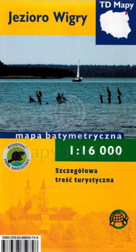 Jezioro Wigry 1:16 000. Laminowana mapa turystyczna, batymetryczna wydawnictwa TD Mapy. Okładka tył
