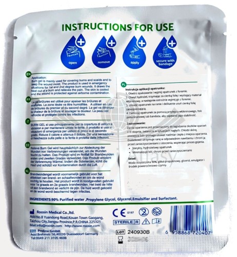 Opatrunek hydrożelowy na oparzenia 30x40 cm BurnCare