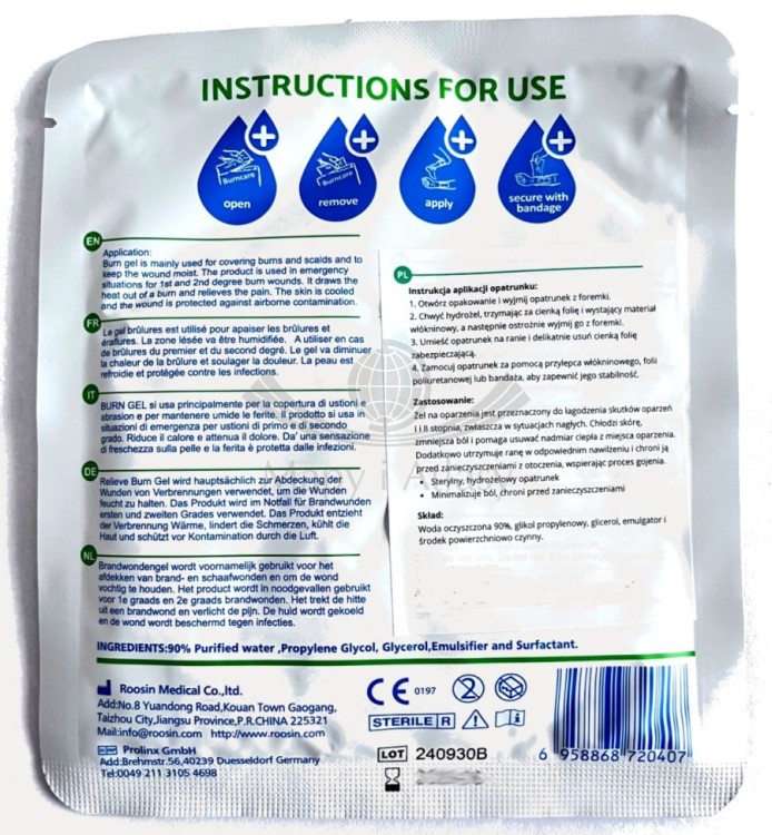 Opatrunek hydrożelowy na oparzenia 30x40 cm BurnCare