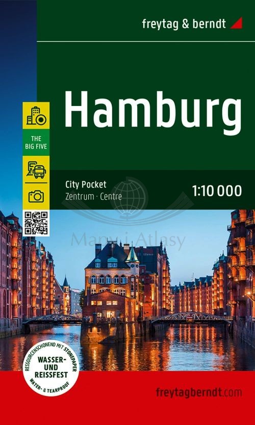 Hamburg 1:10 000. Wodoodporna mapa / Plan miasta. Wyd. 2025. Freytag & Berndt
