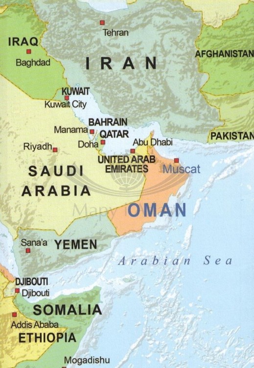 Maskat i Oman. Plan miasta / Mapa samochodowo-turystyczna wydawnictwa ITMB. Zasięg