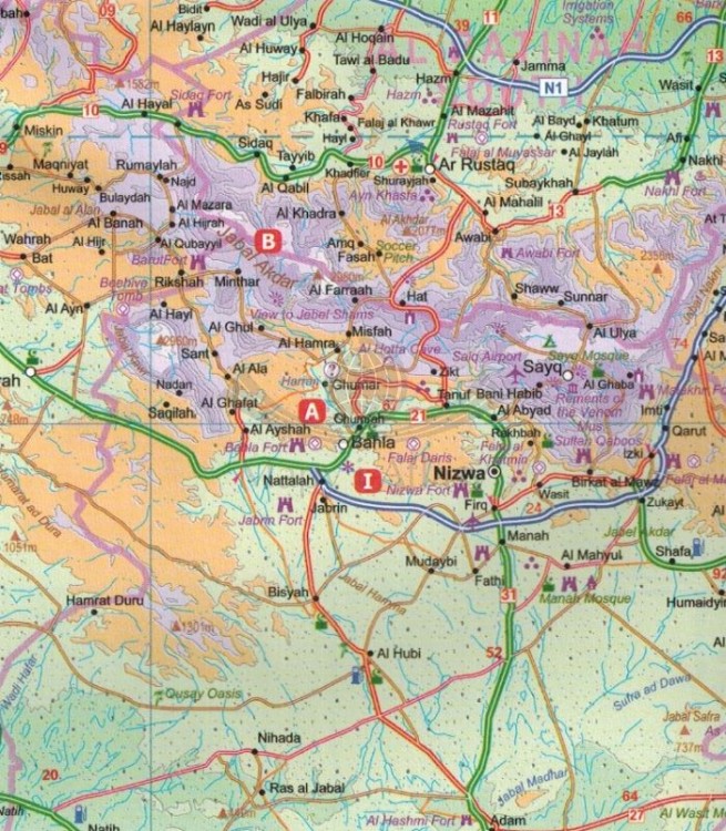 Maskat i Oman. Plan miasta / Mapa samochodowo-turystyczna wydawnictwa ITMB. Fragment