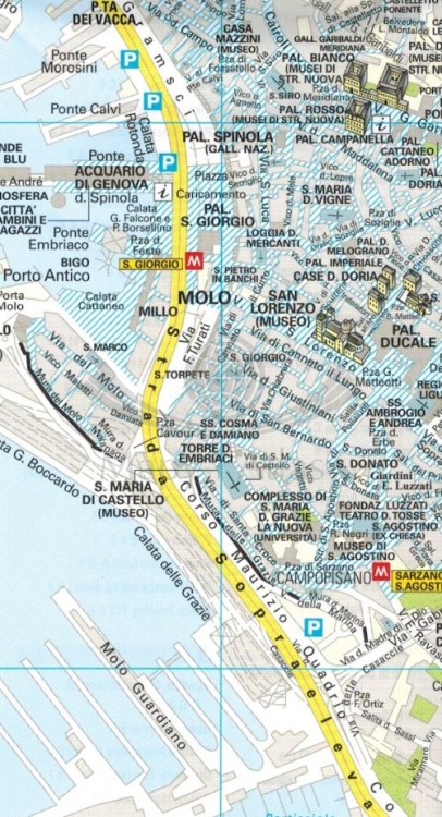 Genua 1:10 000. Mapa / Plan miasta wydawnictwa Touring Club Italiano. Fragment