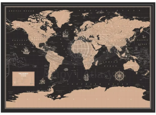 The World / Świat 1:21 200 000. Mapa polityczna do wpinania - wersja Black. Język angielski