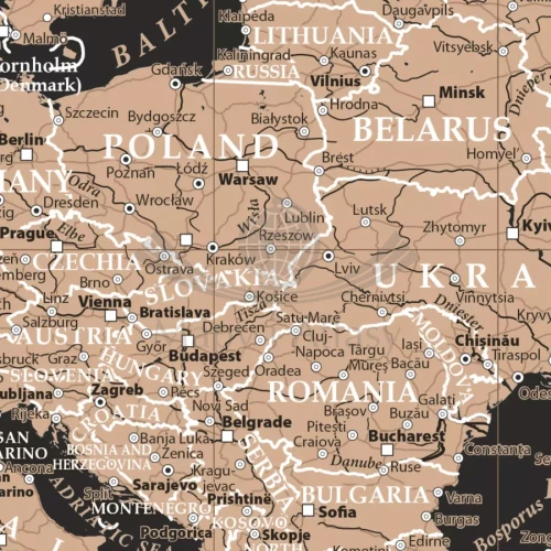 The World / Świat 1:21 200 000. Mapa polityczna do wpinania - wersja Black. Język angielski. Fragment 1