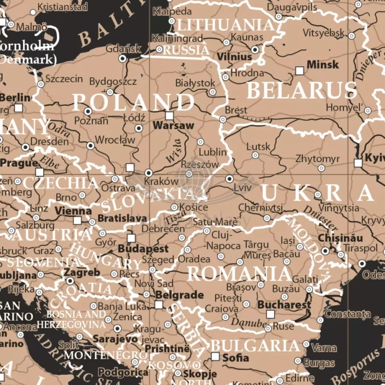 The World / Świat 1:21 200 000. Mapa polityczna do wpinania - wersja Black. Język angielski. Fragment 1