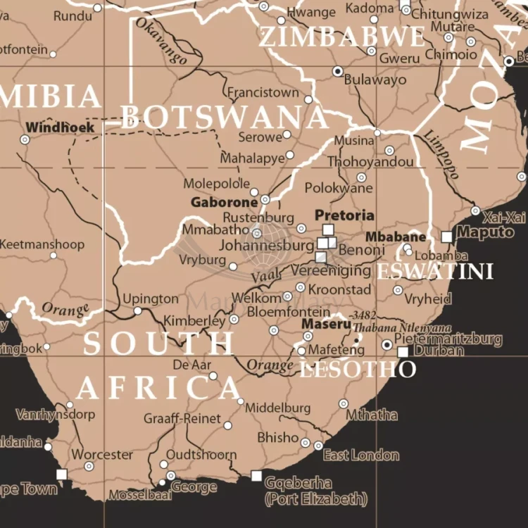The World / Świat 1:21 200 000. Mapa polityczna do wpinania - wersja Black. Język angielski. Fragment 2