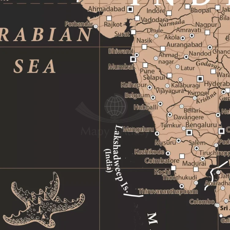 The World / Świat 1:21 200 000. Mapa polityczna do wpinania - wersja Black. Język angielski. Fragment 3