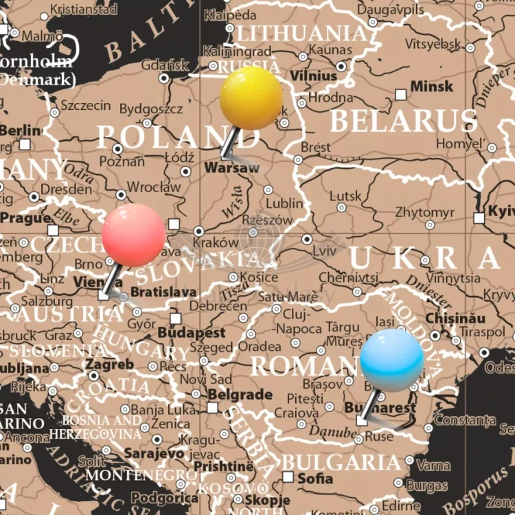 The World / Świat 1:21 200 000. Mapa polityczna do wpinania - wersja Black. Język angielski. Fragment 5
