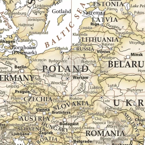 The World / Świat 1:21 200 000. Mapa polityczna do wpinania - wersja Sand. Język angielski. Fragment 1