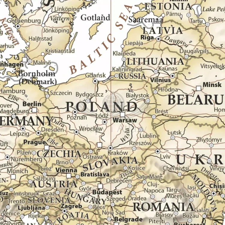 The World / Świat 1:21 200 000. Mapa polityczna do wpinania - wersja Sand. Język angielski. Fragment 1