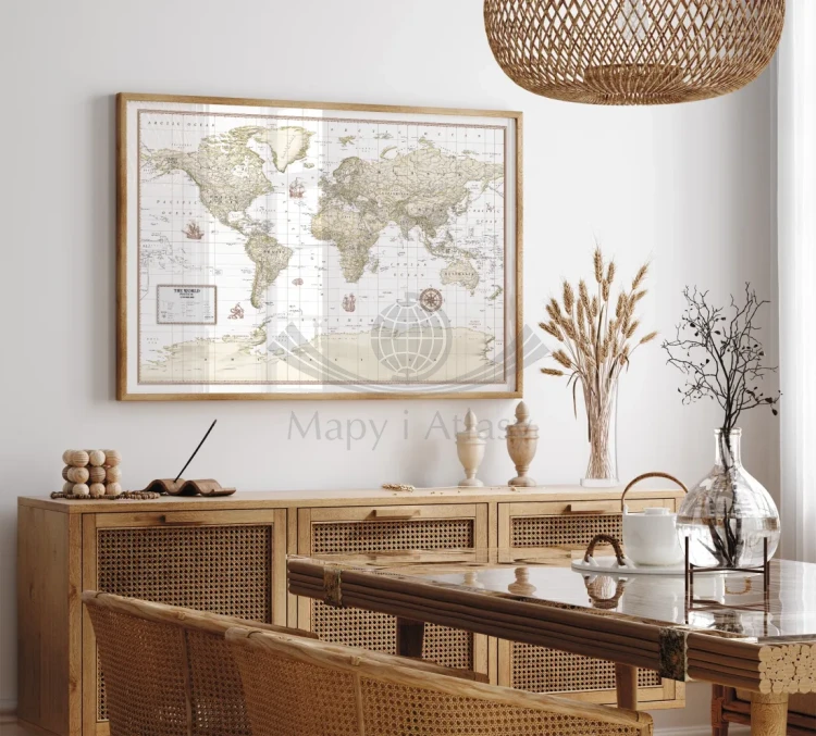 The World / Świat 1:21 200 000. Mapa polityczna do wpinania - wersja Sand. Język angielski. Przykład realizacji 1