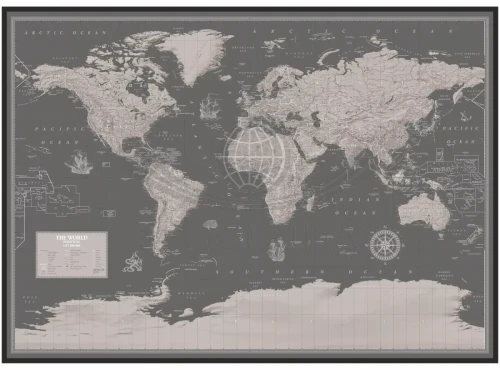 The World / Świat 1:21 200 000. Mapa polityczna do wpinania - wersja Grey. Język angielski