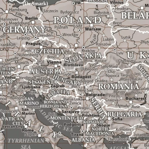 The World / Świat 1:21 200 000. Mapa polityczna do wpinania - wersja Grey. Język angielski. Fragmet 1