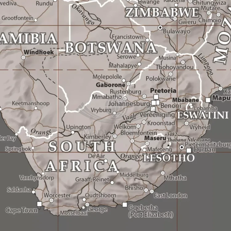 The World / Świat 1:21 200 000. Mapa polityczna do wpinania - wersja Grey. Język angielski. Fragmet 2