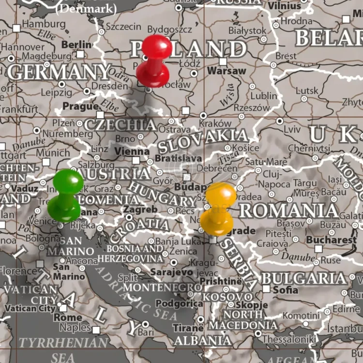 The World / Świat 1:21 200 000. Mapa polityczna do wpinania - wersja Grey. Język angielski. Fragmet 5