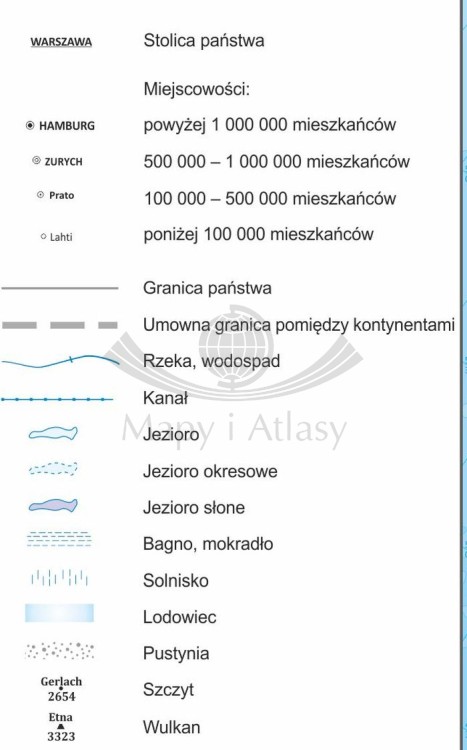 Europa 1:10 500 000. Laminowana, dwustronna podkładka / mapa podręczna. Fizyczna/polityczna. Strona fizyczna - legenda