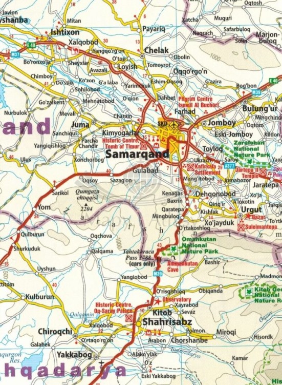 Uzbekistan 1:1 000 000. Wodoodporna mapa samochodowo-turystyczna wydawnictwa Reise Know-How. Fragment
