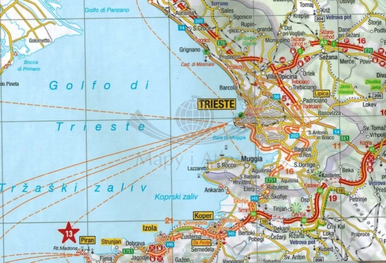 Słowenia, Istria 1:250 000. Wodoodporna mapa samochodowo-turystyczna wydawnictwa Marco Polo. Fragment 2