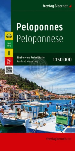 Półwysep Peloponez 1:150 000. Mapa samochodowo-turystyczna wydawnictwa Freytag & Berndt. Okładka
