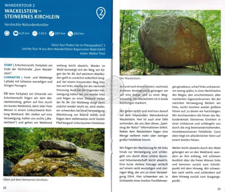 Mittlerer Bayerischer Wald / Las Bawarski cz. środkowa. Wodoodporna mapa turystyczna 196 wydawnictwa Kompass. Miniprzewodnik - fragment