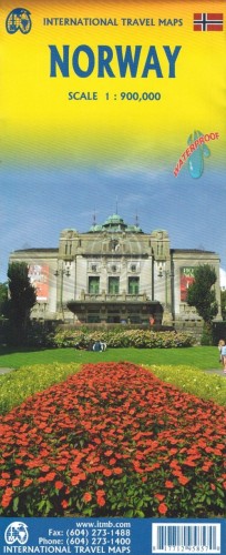 Norwegia 1:900 000. Wodoodporna mapa samochodowo-turystyczna wydawnictwa ITMB. Okładka