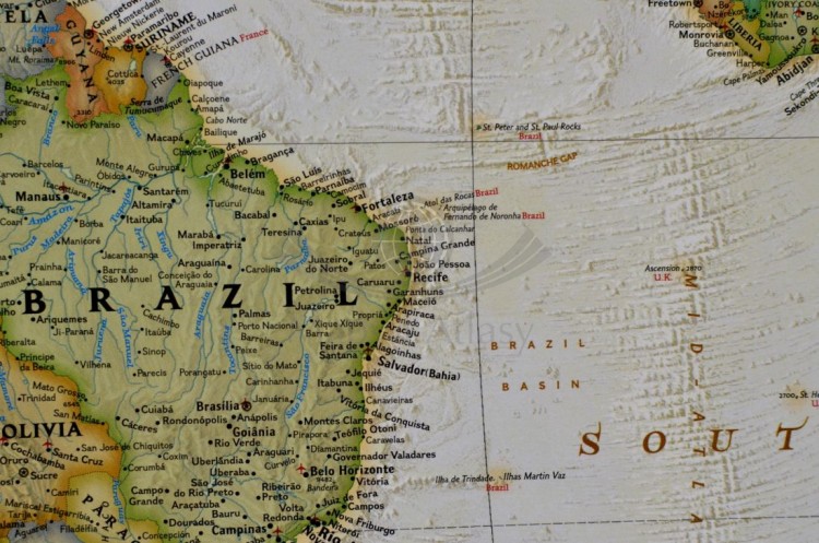 Świat. Mapa polityczna ekskluzywna. Wersja na korku w ramie aluminowej. Fragment 1