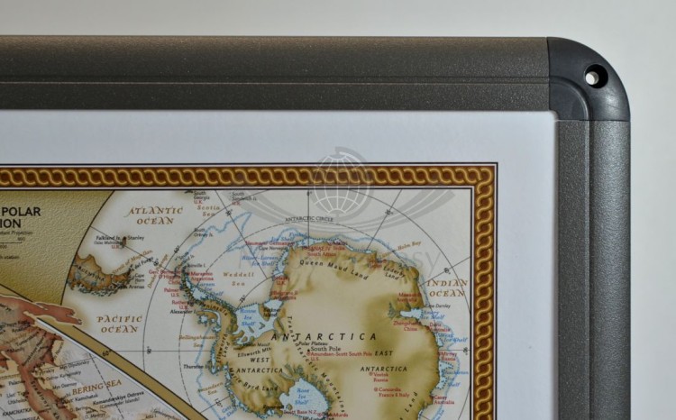 Świat. Mapa polityczna ekskluzywna. Wersja na korku w ramie aluminowej. Fragment 7