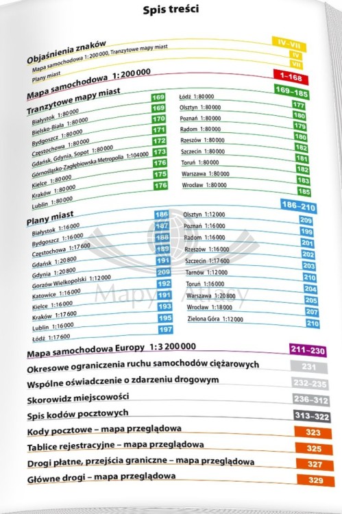 Polska dla profesjonalistów 1:200 000. Atlas samochodowy TIR wydawnictwa ExpressMap. Spis treści