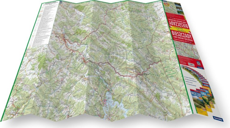 Bieszczady i Góry Sanocko-Turczańskie 1:65 000. Mapa turystyczna wydawnictwa ExpressMap. Rozłożona mapa