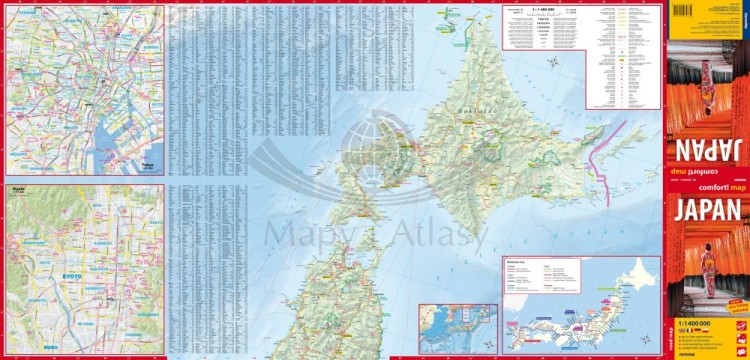 Japonia 1:1 400 000. Laminowana mapa samochodowo-turystyczna wydawnictwa ExpressMap. Strona pierwsza