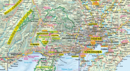 Japonia 1:1 400 000. Laminowana mapa samochodowo-turystyczna wydawnictwa ExpressMap. Fragment