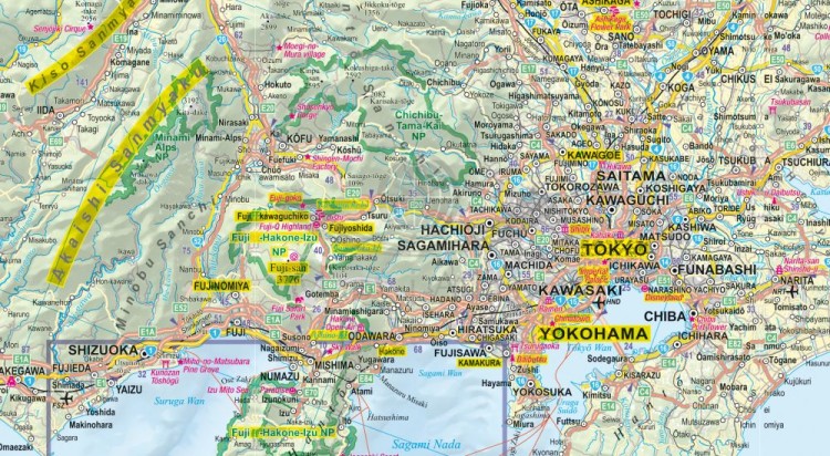 Japonia 1:1 400 000. Laminowana mapa samochodowo-turystyczna wydawnictwa ExpressMap. Fragment
