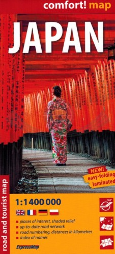Japonia 1:1 400 000. Laminowana mapa samochodowo-turystyczna wydawnictwa ExpressMap. Okładka