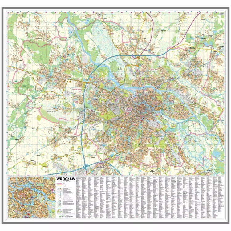 Wrocław 1:20 000. Mapa / Plan miasta. Wersja do wpinania