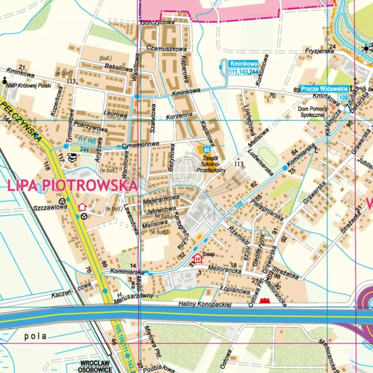 Wrocław 1:20 000. Mapa / Plan miasta. Wersja do wpinania. Fragment 2