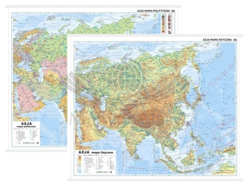 Azja 1:8 000 000. Dwustronna mapa ścienna. Polityczna i fizyczna