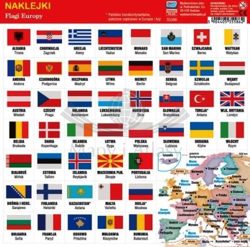 Flagi państw Europy. Naklejki. Jako