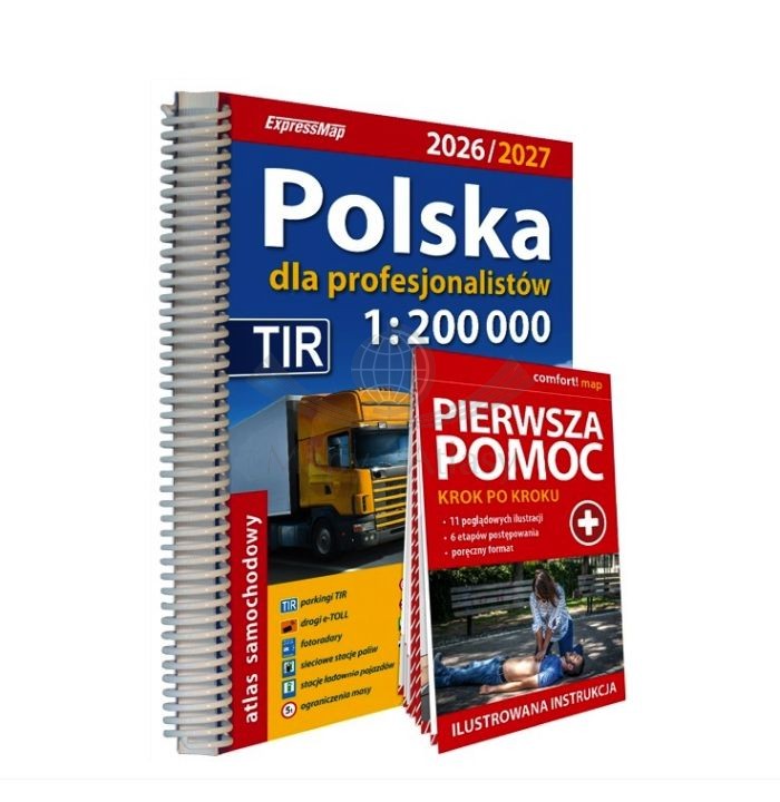Polska dla profesjonalistów 1:200 000. Atlas samochodowy TIR + pierwsza pomoc wydawnictwa ExpressMap. Okładka