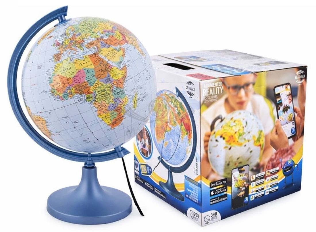 Globus polityczno-fizyczny 25 cm + aplikacja. Podświetlany. Język angielski