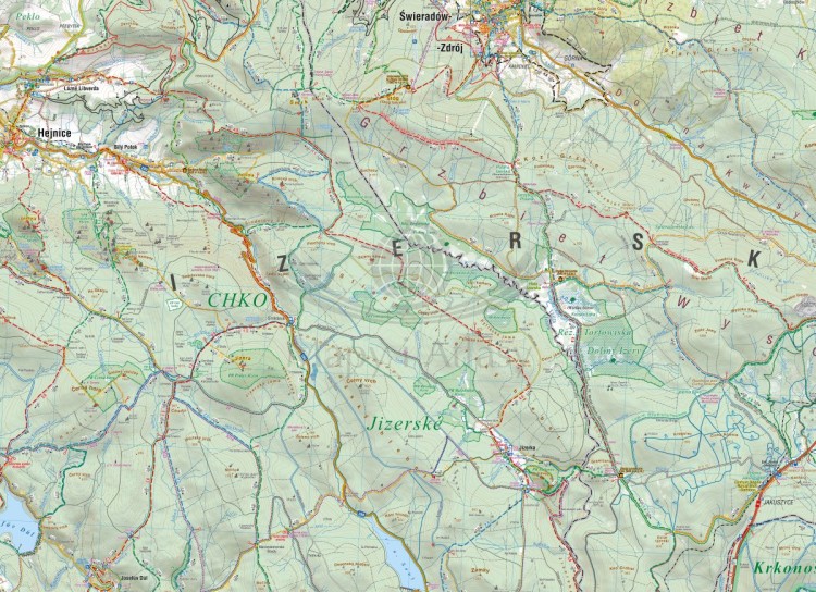 Góry Izerskie / Jizerske Hory 1:35 000. Mapa turystyczna wydawnictwa Compass. Fragment 1