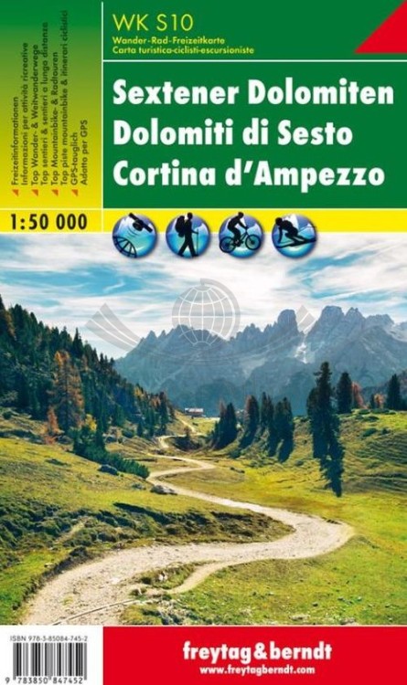 Sextener Dolomiten / Dolomiti di Sesto, Cortina d’Ampezzo wydawnictwa Freytag & Berndt. Okładka