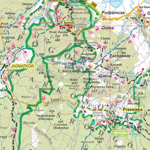 Karkonosze i Rudawy Janowickie 1:50 000. Mapa ścienna turystyczna wydawnictwa ArtGlob. Fragment 1