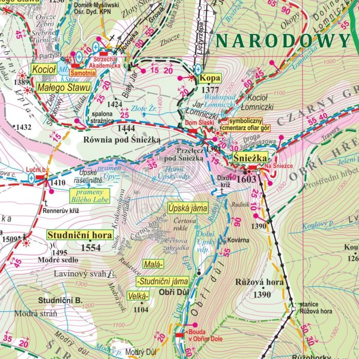 Karkonosze i Rudawy Janowickie 1:50 000. Mapa ścienna turystyczna wydawnictwa ArtGlob. Fragment 2